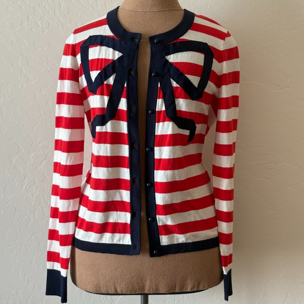 Kate Spade Lightweight Cardigan Sweater. Size M. Red/White/Blue.